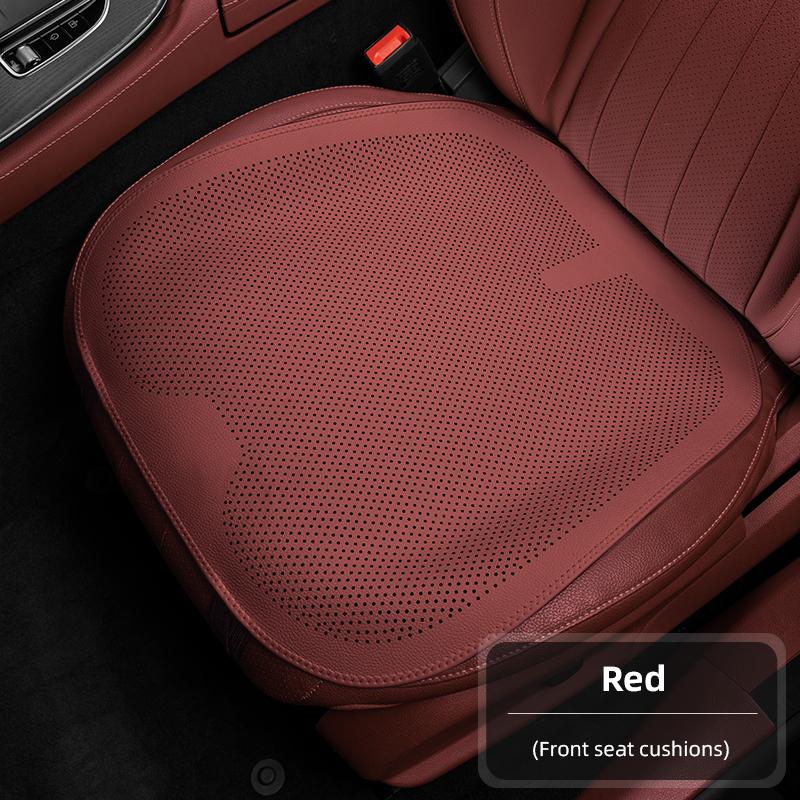 Four-Season Universal Car Seat Cushion Pu Leather Protective Pad Perforated Breathable Integrated Half-Cover Front and Rear Seat Cover Car Interior