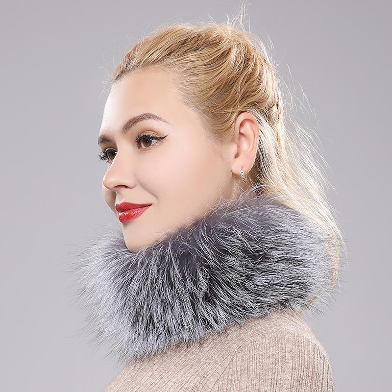 Новый женский шарф из натурального лисьего меха, женские натуральные шарфы-кольца из лисьего меха, милая эластичная вязаная повязка на голову из натурального лисьего меха для девушки