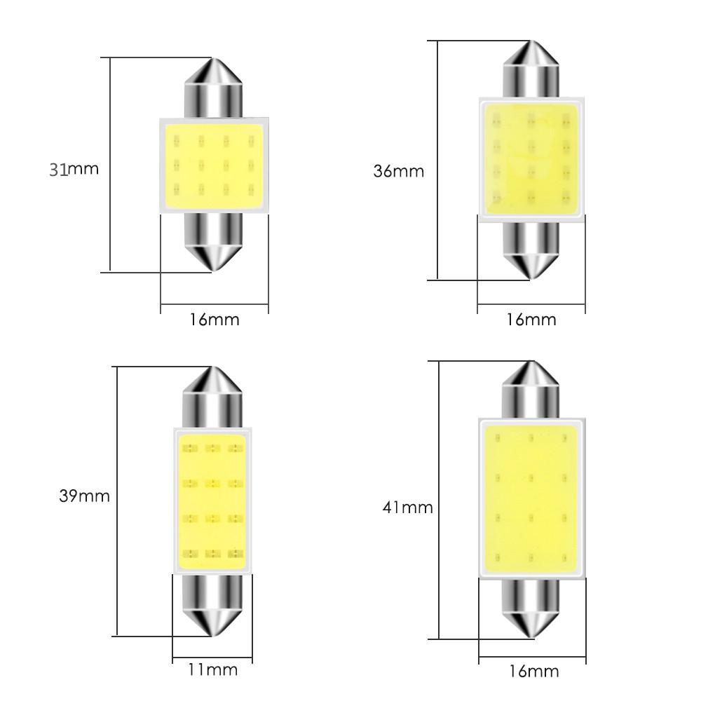 10 шт., 12 В/24 В, автомобильная светодиодная лампа COB C5W C10W, лампы 31 мм, 36 мм, 39 мм, 41 мм, автомобильный гирлянда, внутреннее освещение 6000K, авто купольный светильник, лампа для чтения на крыше