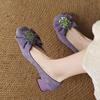 Suede Spring Summer Size 41 Med Heels Colorful Crystal Women Square Toe Shallow Pumps