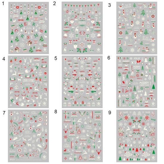 1 Sheet Nail Sticker Christmas Theme Design Long-Lasting Eco-Friendly Snowflakes Nail Polish Stickers