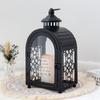 1PC Vintage Alphabet Candle Holder Lanterns Metal Candle Retro Black Iron Hanging Lantern with Door Weddings Home Decor