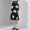 Gentle and intellectual printed ruffle edge skirt for women in summer, elegant and high waisted skirt