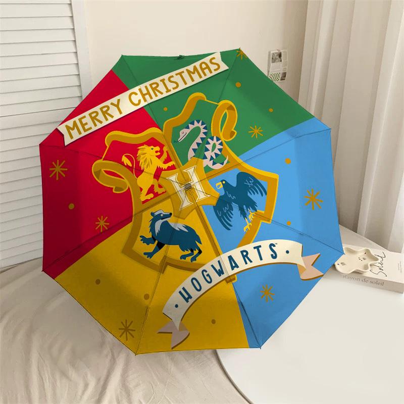 1PC Warner Hogwarts Merry Christmas Automatic Open/Close Umbrella with Windproof, 45-Rib Sturdy Canopy, Durable Ribs1262A