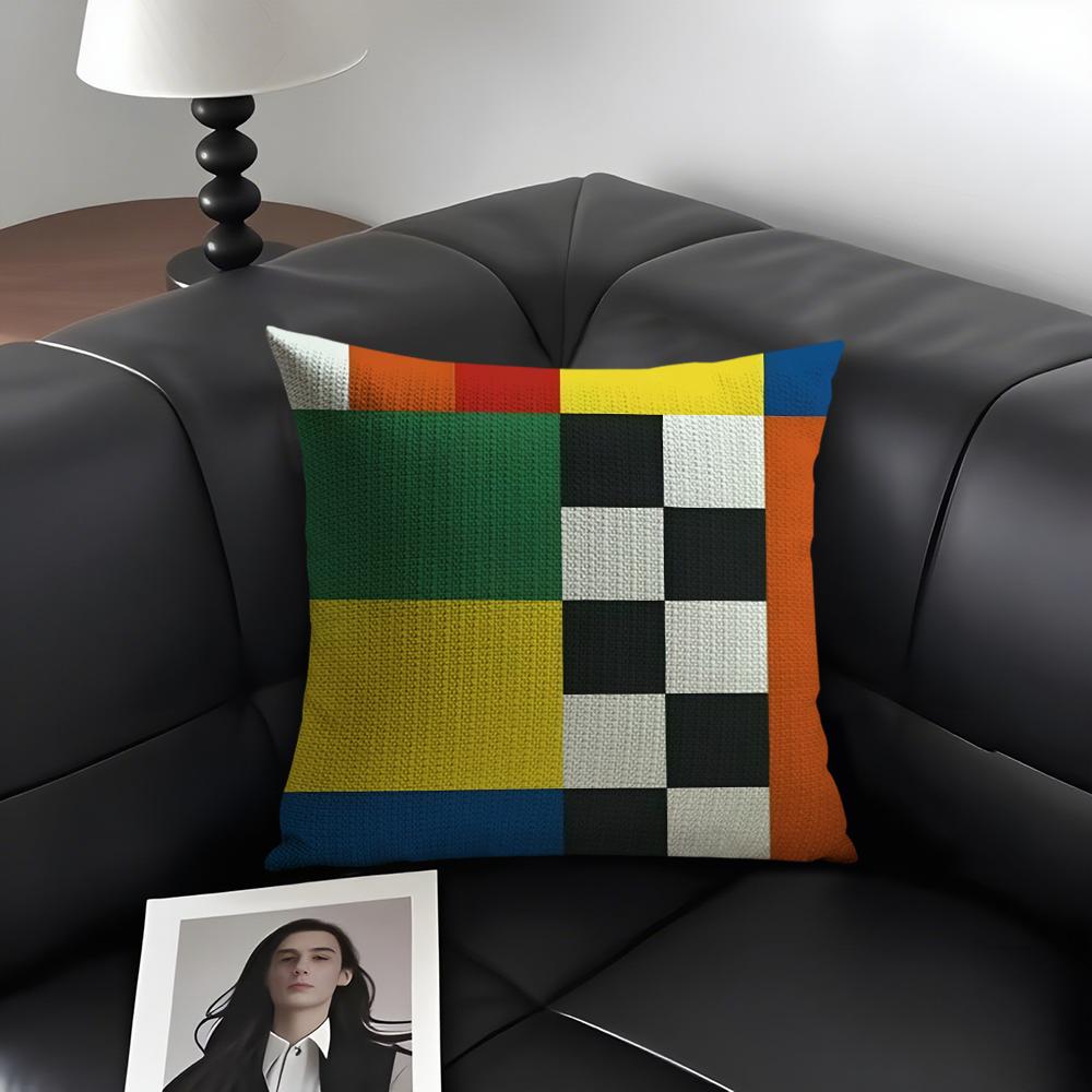 Piet Mondrian Fashion Cushion Cover Natural Linen Organic Fabric DoubleSided Printing Sofa Home Decor Gift Pillow Case