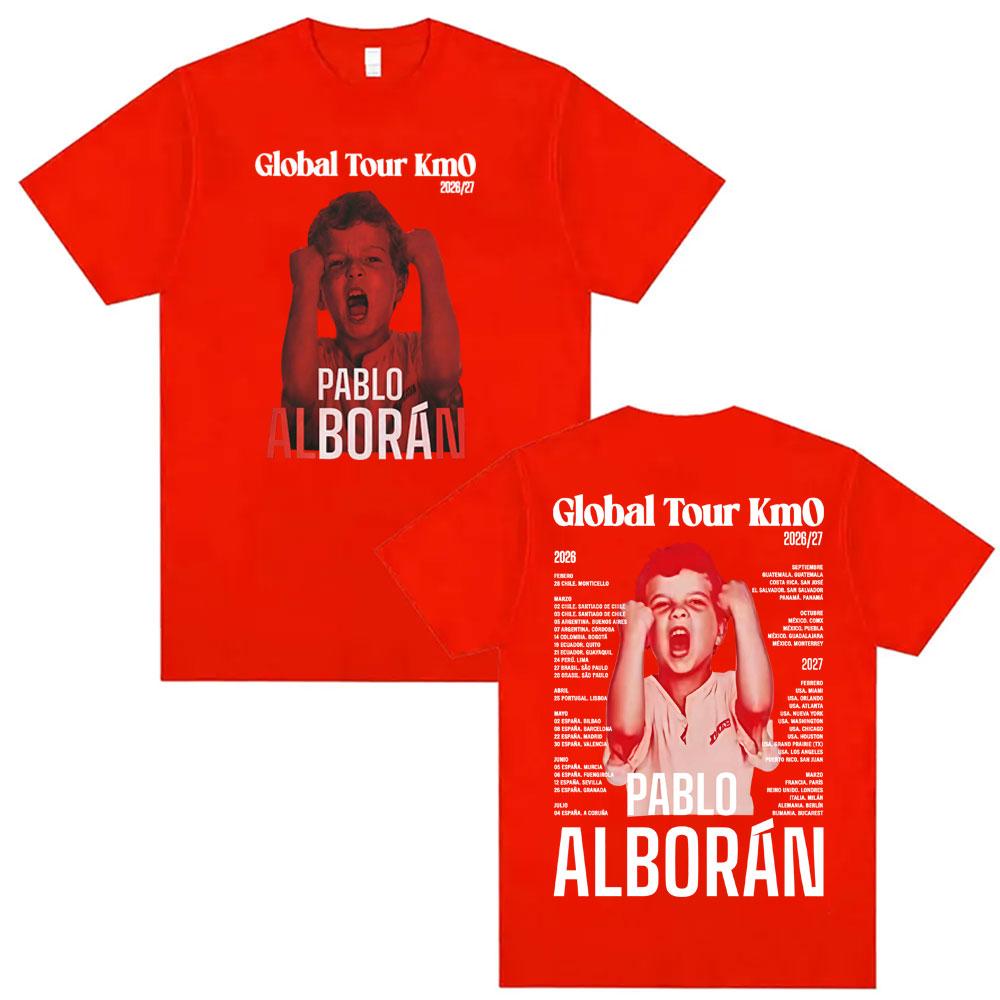 Pablo Alborn Global Tour Kmo 20262027 Double Sided Print Tee Shirt Unisex Women Fashion Retro Gothic Oversized Tshirt Streetwear