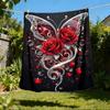 1pc Butterfly Roses Heart Outdoor Flannel Blanket Soft All Season Polyester Throw , Perfect for Picnics & Travel , Picnic Accessory