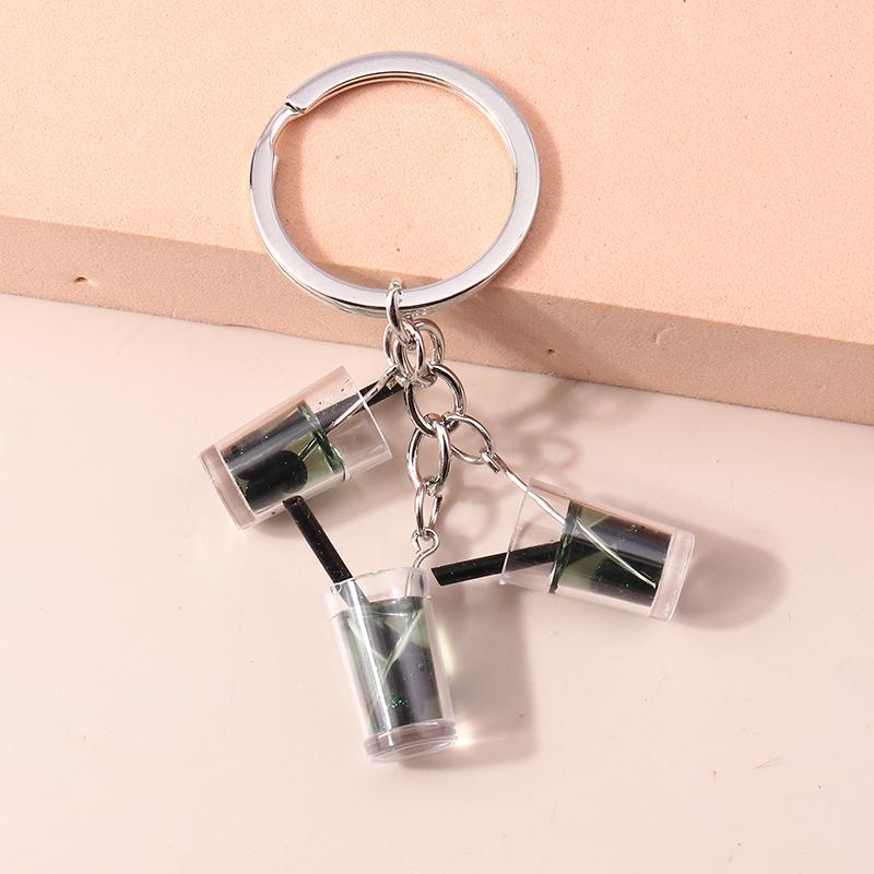 Cute Resin Luminous Star Drink Bottle Keychain Women Girls Key Ring Pendant for Car Key Holder Handbag Accessories Jewelry Gift