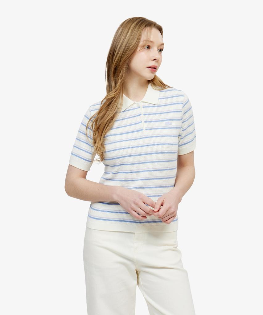 LACOSTE Women'S Striped Sweater Polo Shirt Pf710E-56G Aey