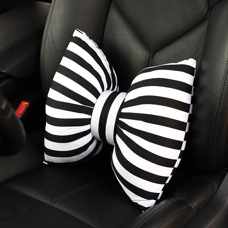 New Car Seat Headrest Pillow Cute Bow Velvet Neck Headrest Lumbar Pillow Soft Support Protector Cushion For Car
