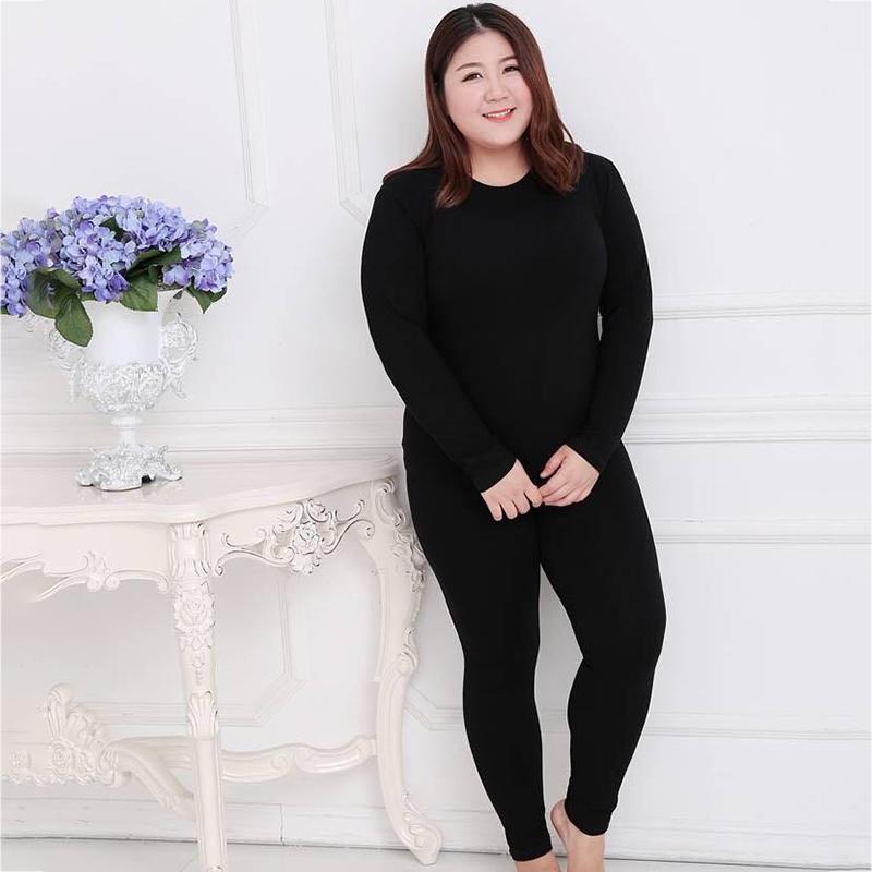 Thermal Underwear Ladies Extra Fat Cotton Thick Pajamas Plus Size Autumn Clothes Long Trousers Suit