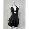 Womens Sleeveless Halter Dress - Sexy Backless Pleated Slim Fit Short Beach Daily Dating