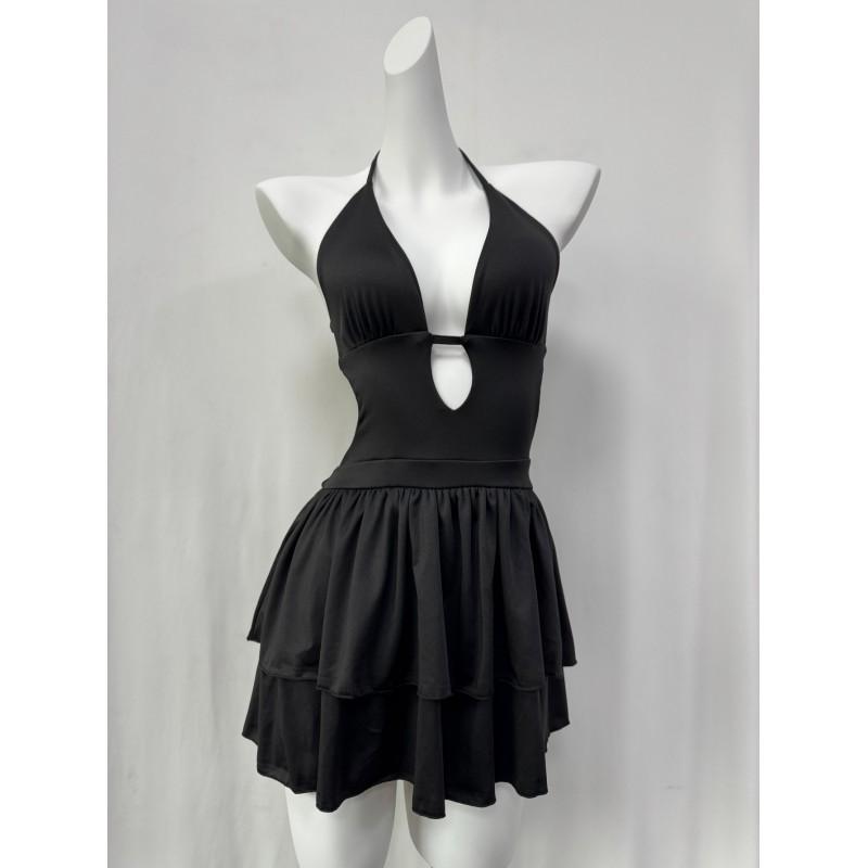 Womens Sleeveless Halter Dress - Sexy Backless Pleated Slim Fit Short Beach Daily Dating