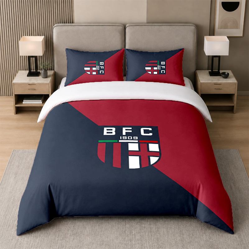 3Pcs Bedding SetBologna FC Soft Bed Sheet and Two Pillowcases Home Bedroom Decor