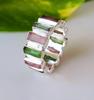 Raw Pencil Tourmaline Gemstone 925 Sterling Silver Eternity Ring 6.5 US Gift