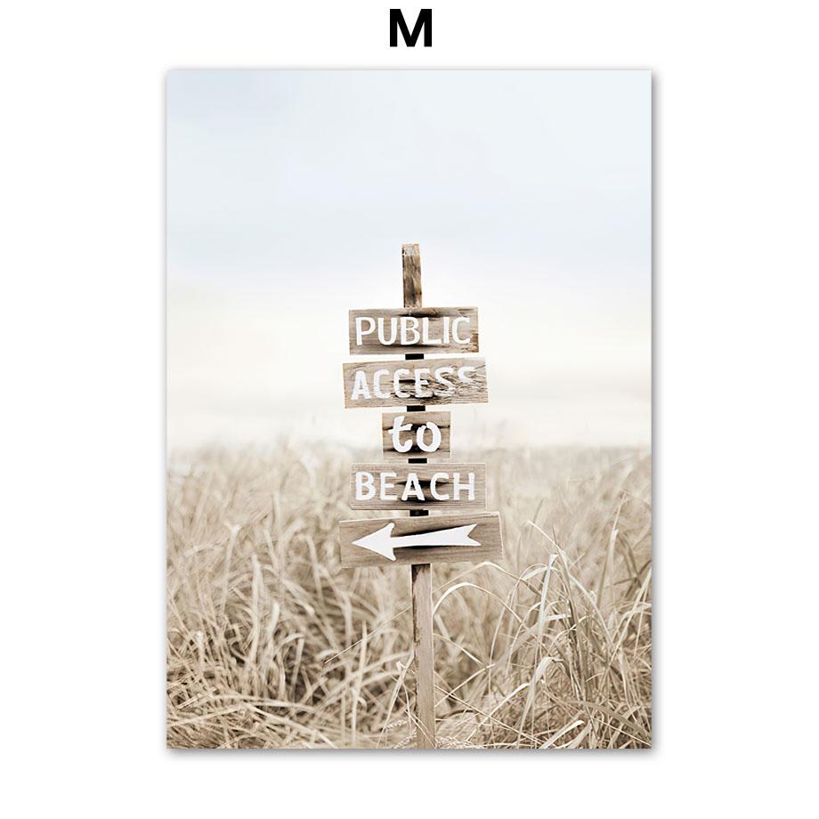 Landscape Poster Farm Grassland Cattle Road Sign Sea Wave Reed Wall Art Print Canvas Painting Wall Pictures Living Room Decor