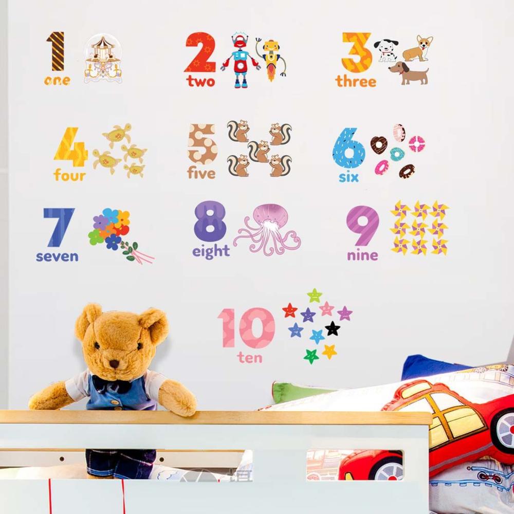 Раннее образование DIY для детской комнаты джунгли фрукты мультфильм животное настенная наклейка номер настенная наклейка