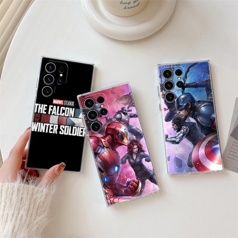 Прозрачный чехол Marvel Железный Человек Капитан Америка для Samsung Galaxy S26 S25 Ultra S24 S22 S26 Plus S20 S23 S21 S25 FE Прозрачная крышка