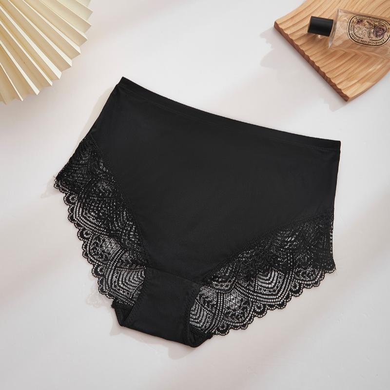 Women's Lace Stitching Seamless Panties High Waist Large Size Briefs Hip Lifting Underwear M-2XL