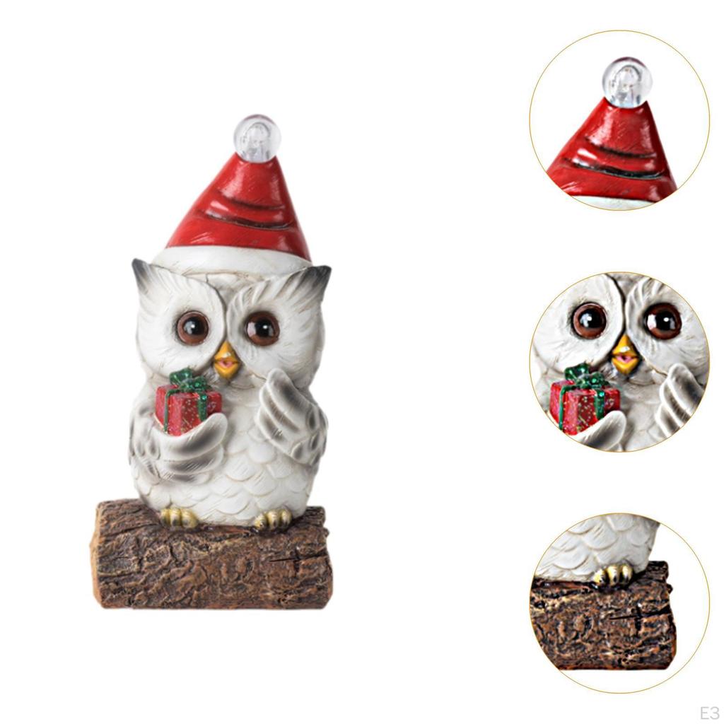 Рождественская скульптура совы с большими глазами, статуэтка с декором в виде светящегося дома, статуэтка для рабочего стола