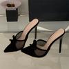Summer Fashion Breathable Mesh Pointed Toe Women Slippers Elegant Thin High Heels Banquet Sandals Shoes
