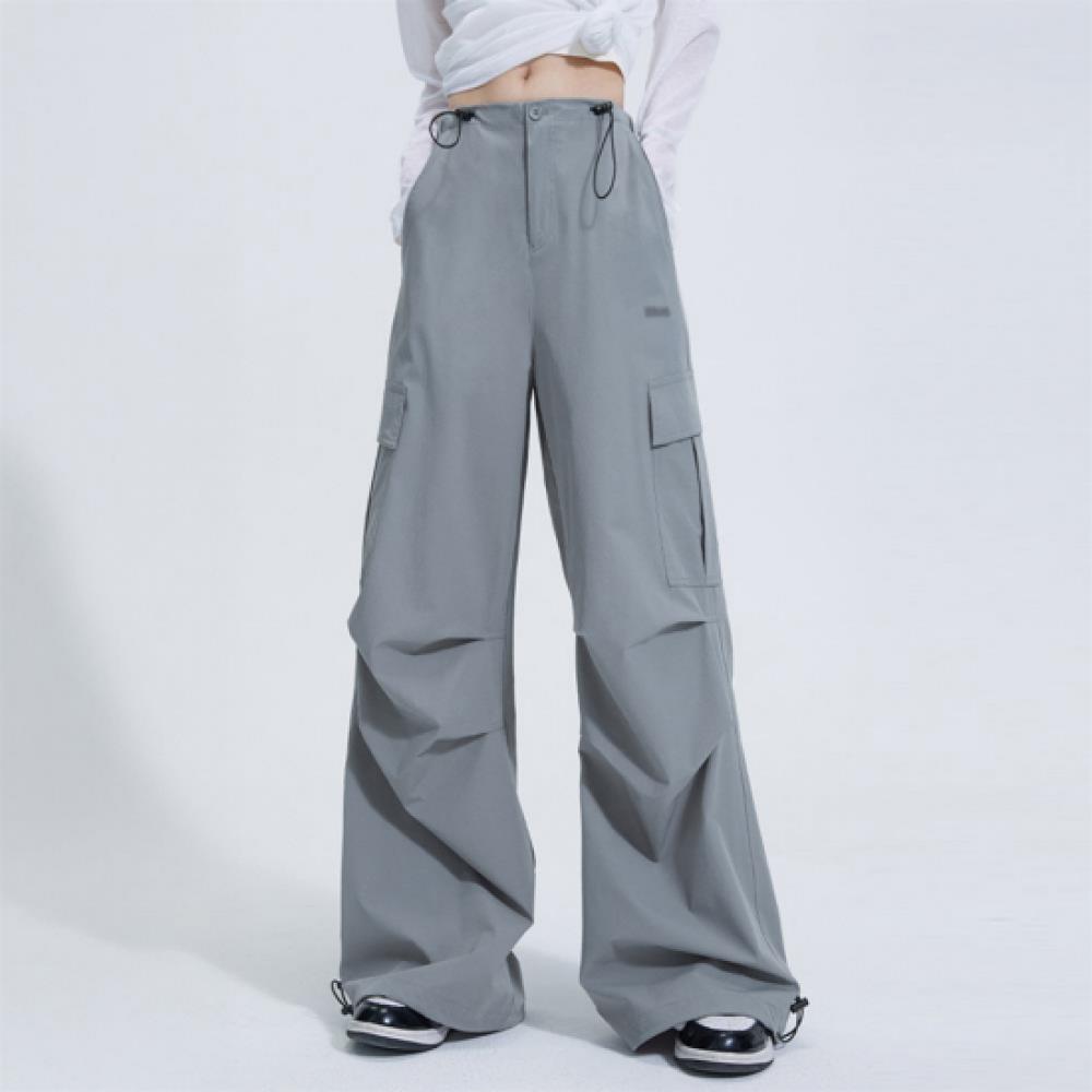 New Arrivals Open Run Women Cargo Pants Hip Mood Pocket Wide Fit String Pants