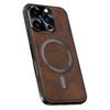 For iPhone 16 Pro Case Compatible with MagSafe PU TPU PC Phone Back Cover with Metal Lens Frame