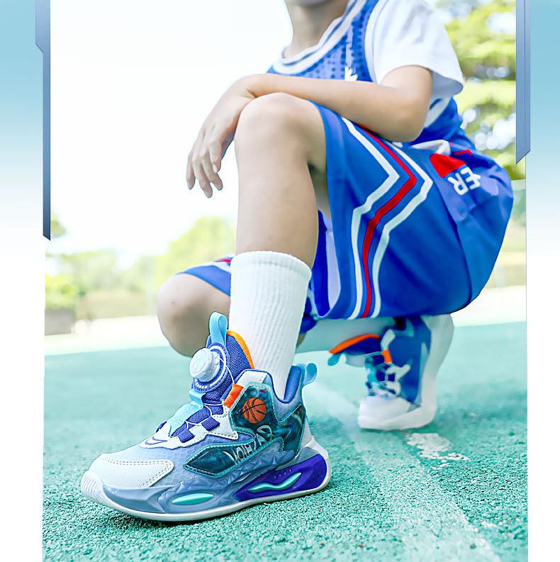 Детские баскетбольные кроссовки, осенне-зимние новые сетчатые туфли для мальчиков, повседневная обувь