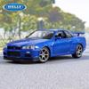 Велли 1:24 Ниссан Скайлайн GTR R34 Сплав Спортивный Автомобиль Модель Симуляция Металлическая Литая Игрушка Коллекция Моделей Гоночных Автомобилей Детский Подарок