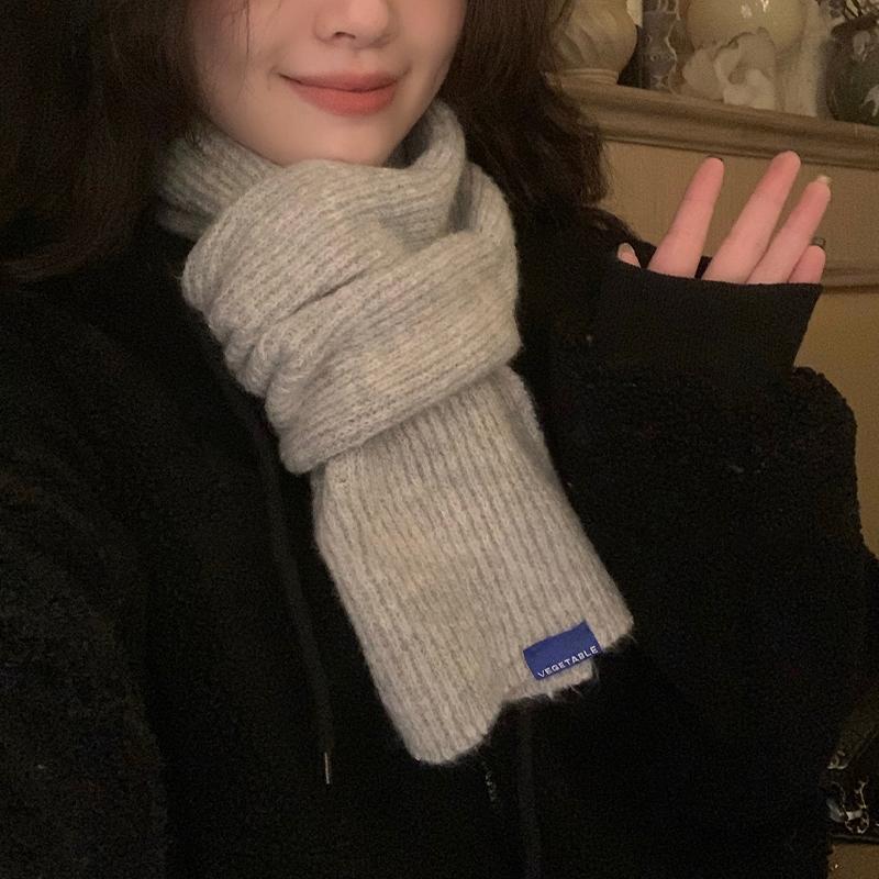 Короткий шарф-крест для женщин Зимний теплый шерстяной вязаный шарф Студенческий корейский стиль Парный стиль На все случаи жизни