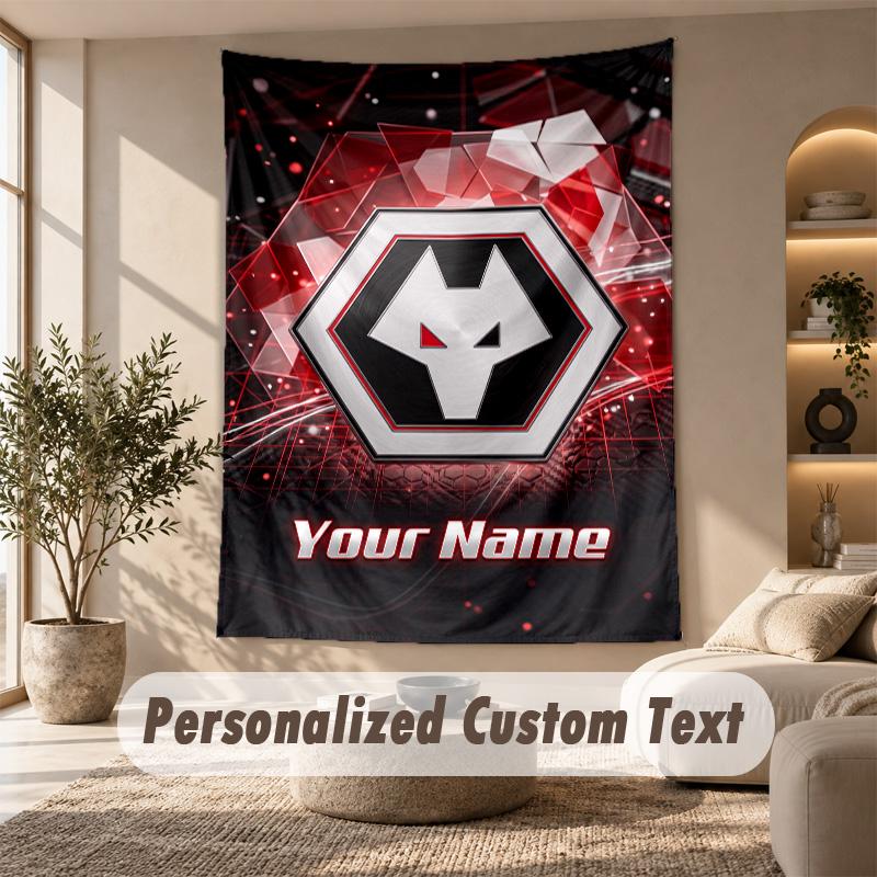 Tapestry Custom Name Text, Wall Hanging Tapestry Home Room DecorWolverhampton Wanderers Football