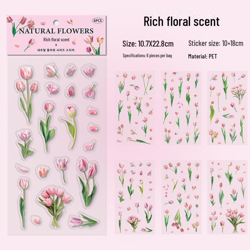 Tulip Notebook Sticker Set - PET Retro Plant Landscaping Decor