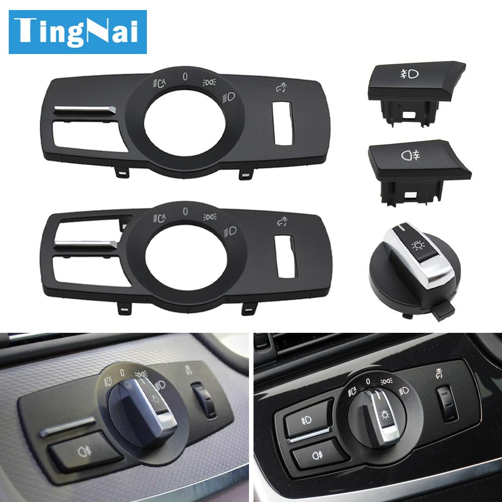 LHD RHD Headlight Lamp Rotary Button Foglight Switch Cover Panel Trim For BMW 5 5GT 6 7 X3 X4 Series F10 F11 F07 F06 F01 F25