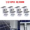 4/12Pcs PV Solar Panel Mount Bracket End Clamp Photovoltaic Aluminum Alloy Support For Solar Panel System Installation Racking
