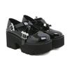Fashion Black Gothic Platform Mary Jane Shoes for Women with Bat Buckle Chunky Heel Patent Leather Punk Cosplay Pumps Shoes Plus Size 43