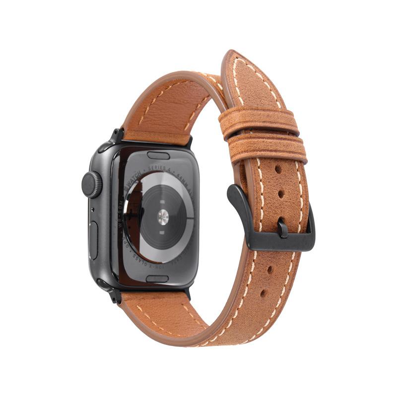 Подходит для ремешка часов Iwatch 1, 2, 3, 4, 5, 6, 7 Поколения, Ремешок для часов из телячьей кожи первого слоя, Высококачественная пряжка-булавка