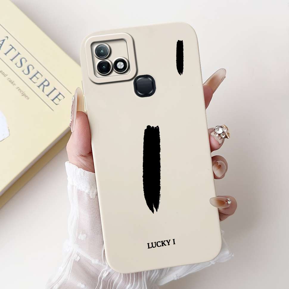 Чехол для Infinix Hot 10i X659B Белый Счастливыми Буквами A-Z Мягкий Силиконовый Чехол Для Infinix Hot10I Smart 5 Pro 6.52" Чехлы Для Телефона