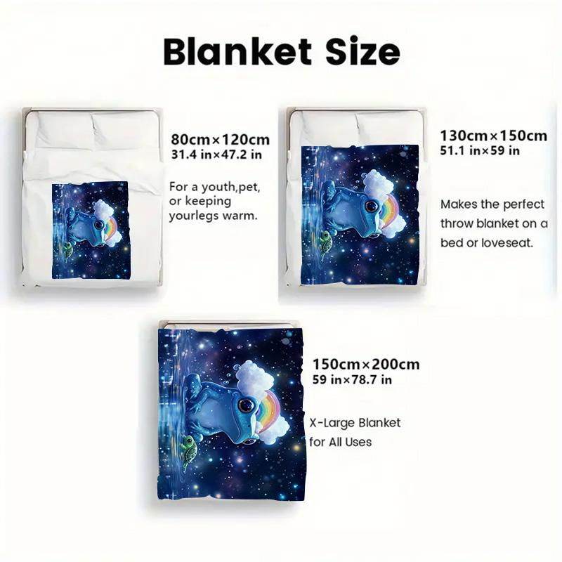 Blue frog 2D Flat Pattern Flannel Blanket High quality All Seasons Warmth and Comfort Perfect for Christmas Gifts.PMT0914418
