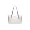New Gallery Canvas With Leather Tote Bag, Shopping Bag, Handbag, Shoulder Bag Women's Ivory White & Purple CH504-SVVVJ