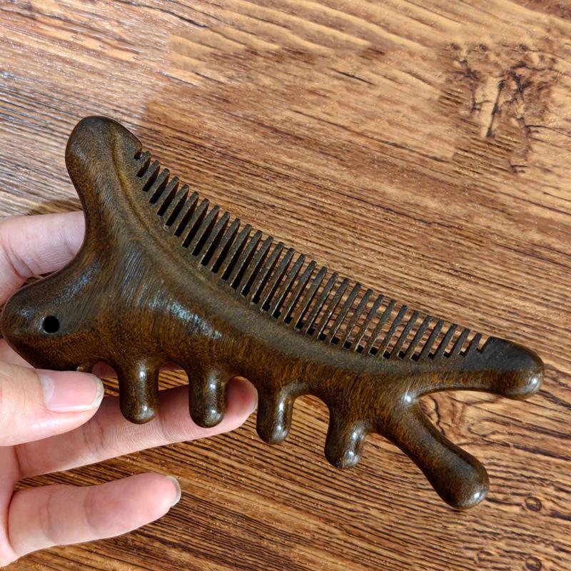 Head Body Massager Neck Face Health Care Massage Tool Meridian Scalp Four-In-One Sandalwood Comb Massage Acupoint Nose Scraper