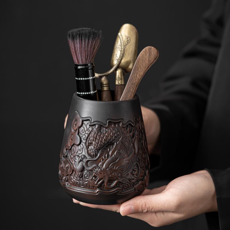 Высококачественная фиолетовая керамика для чайной церемонии Six Gentlemen Hand Carving Керамика Blackwood Solid Kung Fu Чайный сервиз Аксессуары