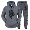 Women's Long Sleeves Women Tracksuit Set Hoodie+Pant Spring Winter Dragon Print Casual Fleece Sweatshirt Sportwear Homme Streetwear Women Clothing