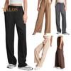 Женские брюки с застежкой-молнией на пуговицы, однотонные брюки с карманами, прямые широкие брюки для офиса и леди, рабочая одежда