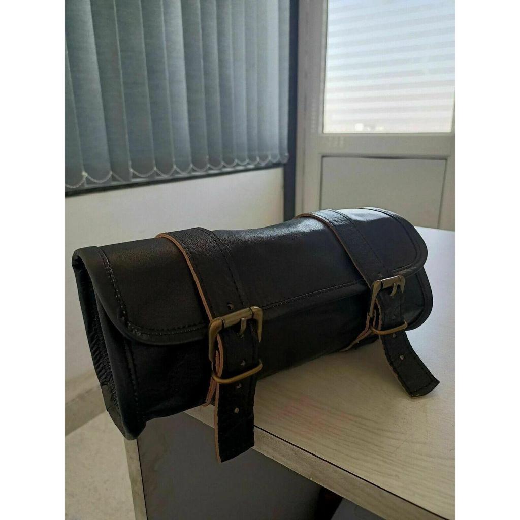 Сумка Инструмент Мотоцикл Кожа Скрутка Козья Кожа Ремешок Пряжка Застежка Седельная Сумка Натуральная