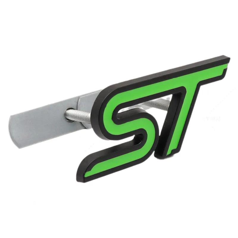 AJF1 3D Metal ST Front Grille Emblem Badge Car Rear Trunk Auto Sticker For Ford Focus Mondeo Fiesta Edge Escort MK2 MK3 MK4 MK5 MK7