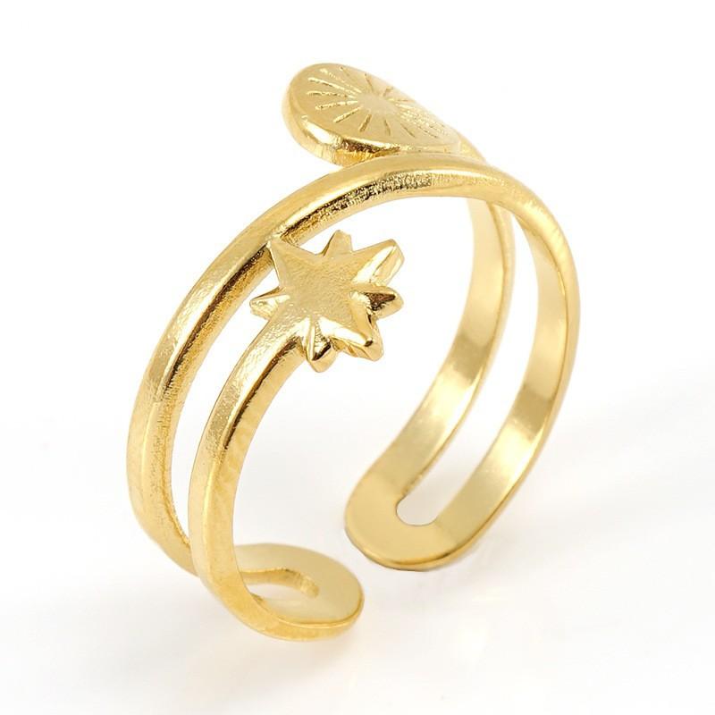 Новое модное кольцо из титановой стали с полым дизайном, нишевое простое женское трендовое открывающееся регулируемое кольцо