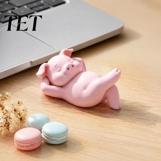 Decorative Resin Piece for Shelf 3D Printed Lying Pig Figurine, Cute Pink Statue, Small Figurine Collectors Animal Ornament Bedroom Bookshelf And Car