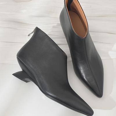 Модный дизайнер Винтажные женские узкие ботильоны Элегантная обувь на необычном каблуке Лаконичные короткие женские ботильоны