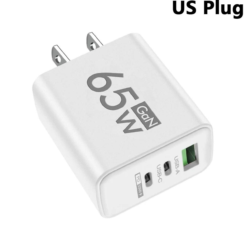 65 Вт GaN PD USB C настенное зарядное устройство 3 порта для iPhone 15 16 14 Pro Samsung S23 Xiaomi QC3.0 EU/US/KR Plug быстрой зарядки телефона адаптер
