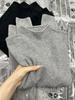 Don't Miss Out! Women's Slim-Fit High-Neck Grey Sweater with Base Layer – Warm, Knitted Autumn/Winter Style Top.